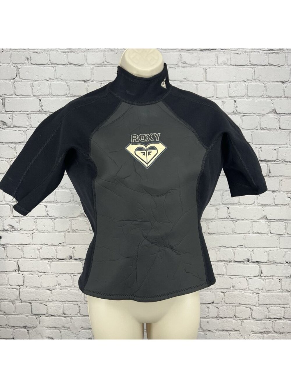 Roxy Quicksilver Black Short Sleeve Wetsuit Top Zipped Back Beach Womens Size 14